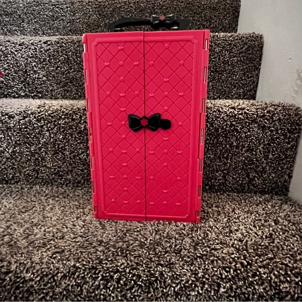 Pink Doll Carry Case Closet Fits Barbies And Barbie Accessories